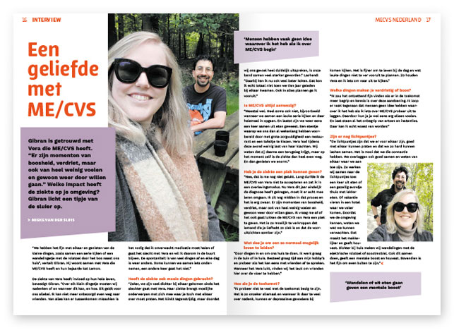 HSTotaal: spread van MEdium 37/4, het tijdschrift van MECVS Nederland; aandacht voor partners van ME/CVS-patiënten