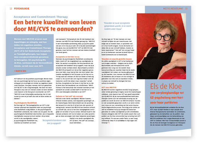 HSTotaal: spread van MEdium 37/3, het tijdschrift van MECVS Nederland; aandacht voor het gebrek aan acceptatie van ME/CVS