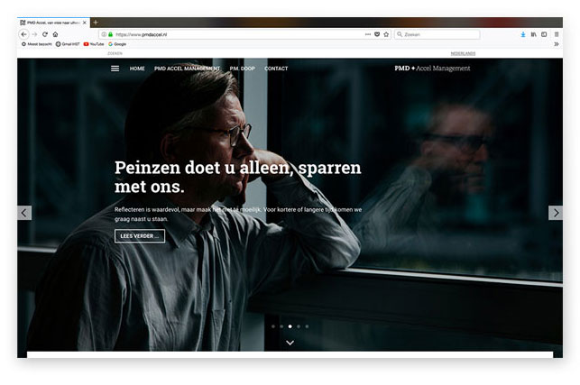 HSTotaal: donkere foto van eenzame man die peinzend uit het raam kijkt, en de oplossing die PMD Accel Management hem biedt