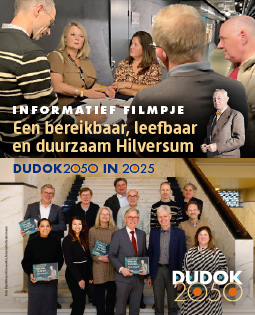 HSTotaal LinkedIn-visual: foto’s van Dudok20250 workshop en met B&W van Hilversum na het aanbieden van het Groot Inspiratieboek
